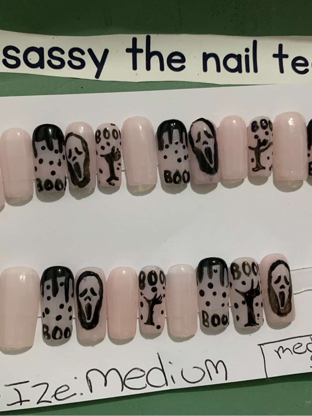 Sassy The Nail Team Pink & Black Halloween Press-On Nails Set